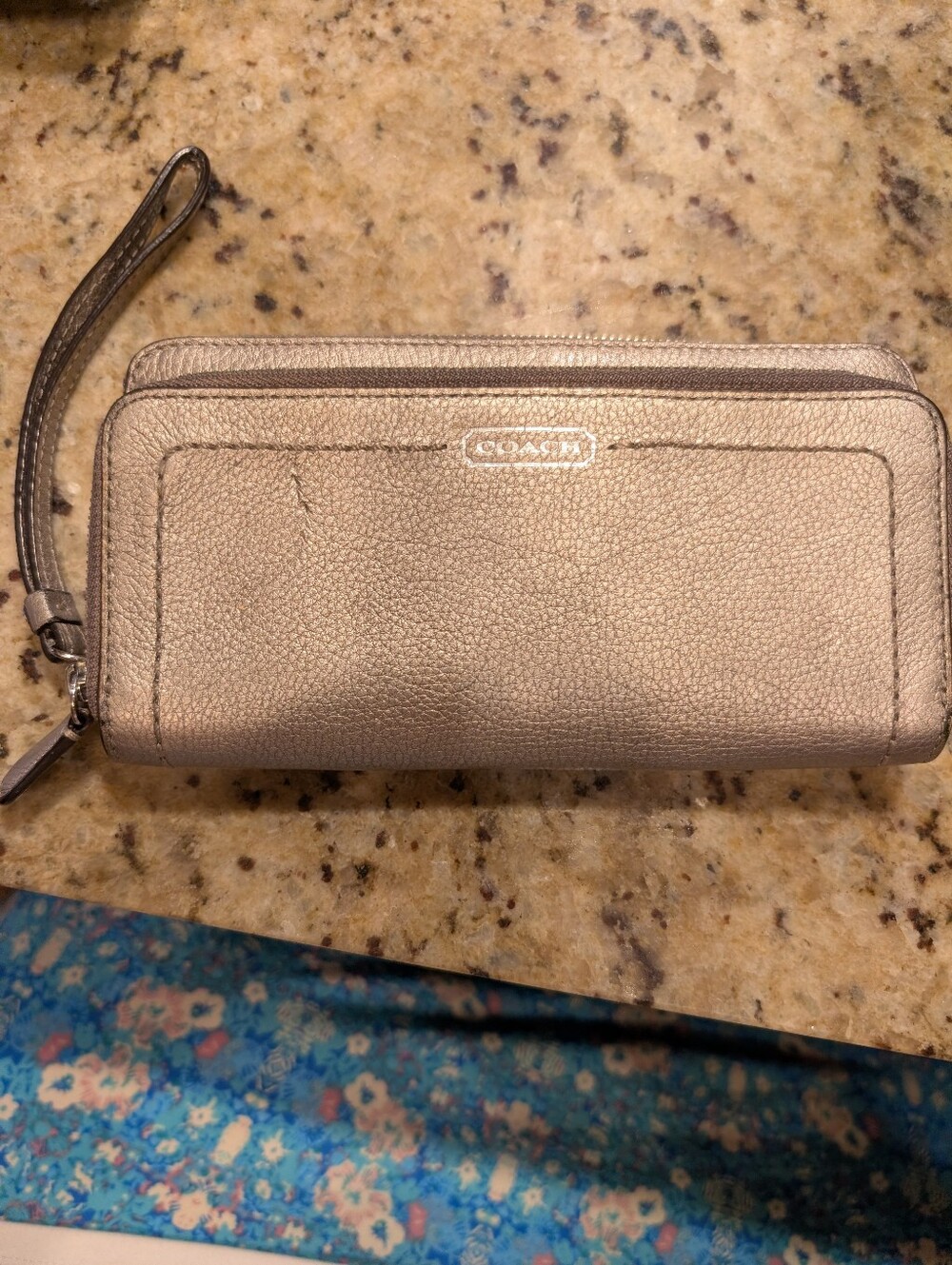 Coach Metallic Gold Double Zipper Wristlet Wallet